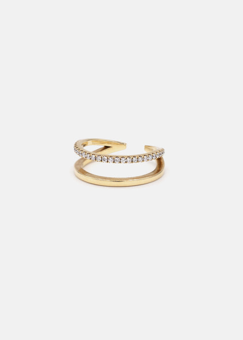 Round Pave Double Band Lab Grown Diamond Wedding Band