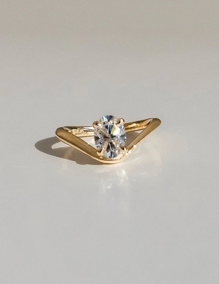 1.0CT-2.0CT Oval E/VS CVD Unique Diamond Rings Classy Engagement With Matching Wedding Band