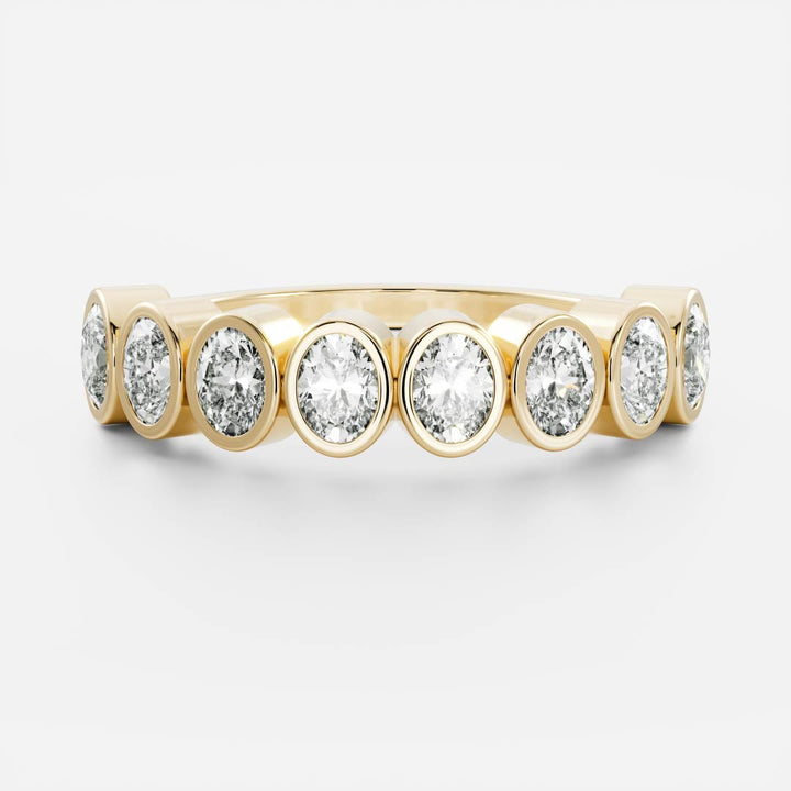 Oval Bezel Set Lab Grown Diamond Wedding Band