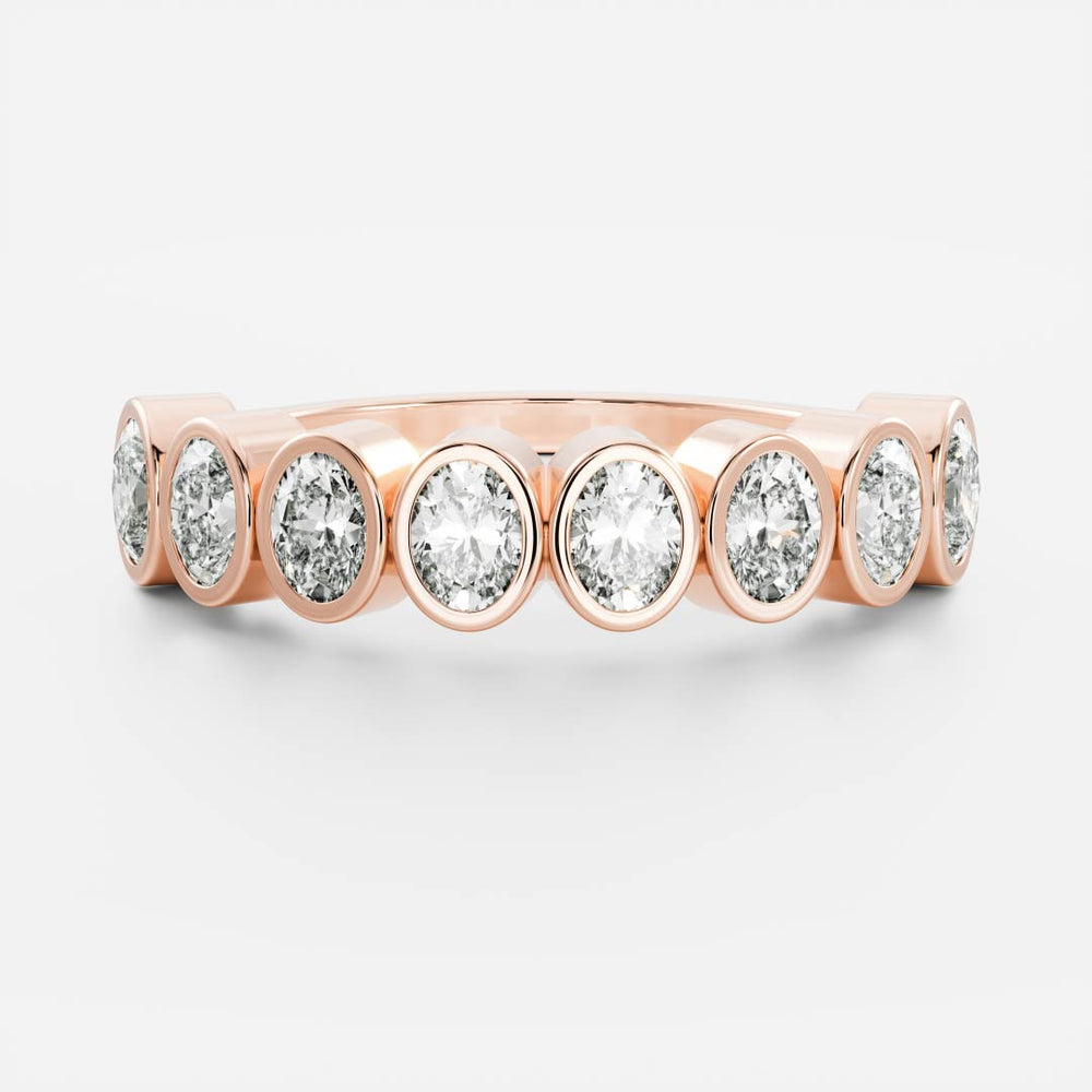 Oval Bezel Set Lab Diamond Wedding Band