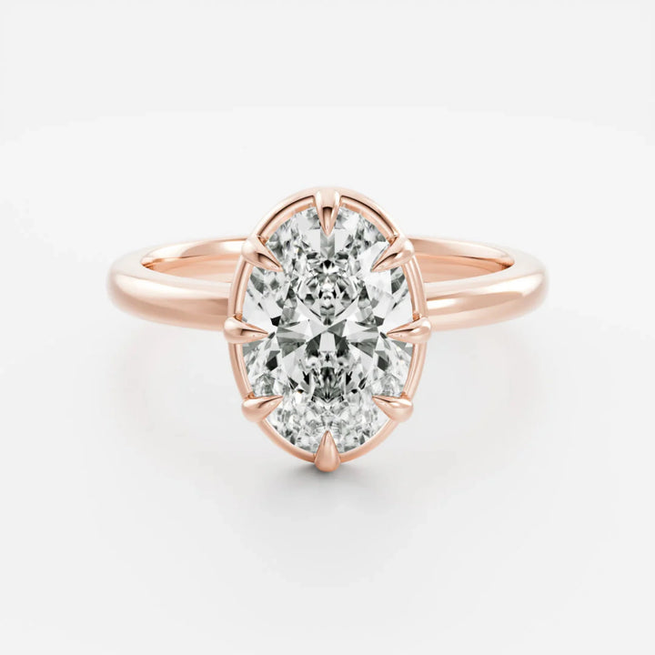 oval cut bezel solitaire engagement ring 2 carat lab diamond IGI certified