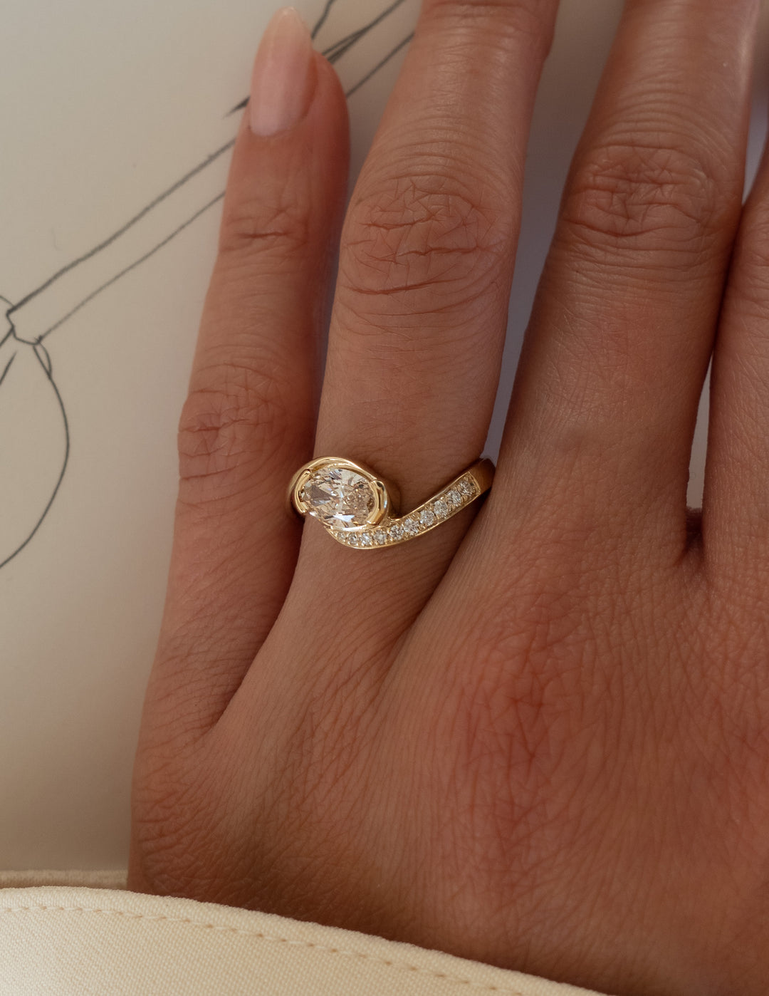 Oval Champagne Lab Diamond Engagement Ring