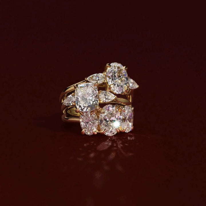 elegant oval trilogy engagement ring 1.5 carat lab diamond USA