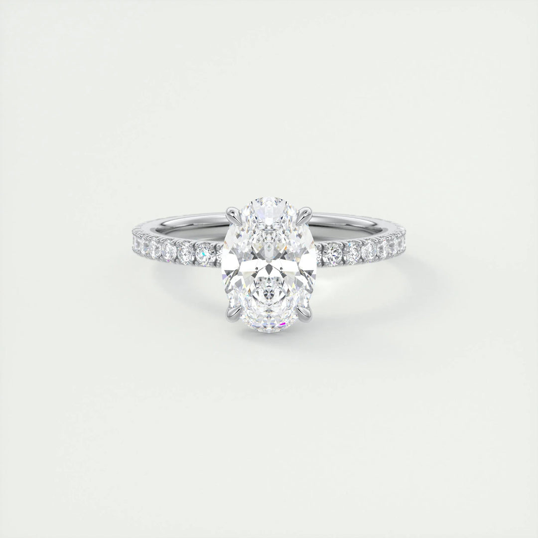 1.5ct Oval F- VS1 Diamond Pave Engagement Ring