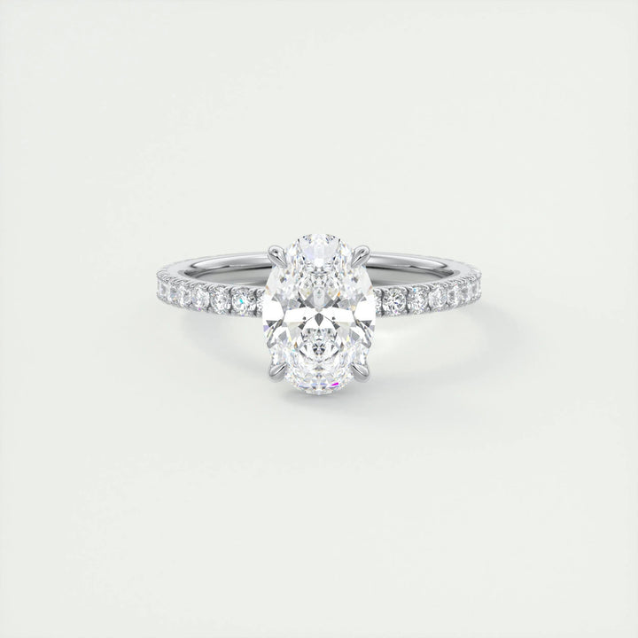 1.5ct Oval F- VS1 Diamond Pave Engagement Ring