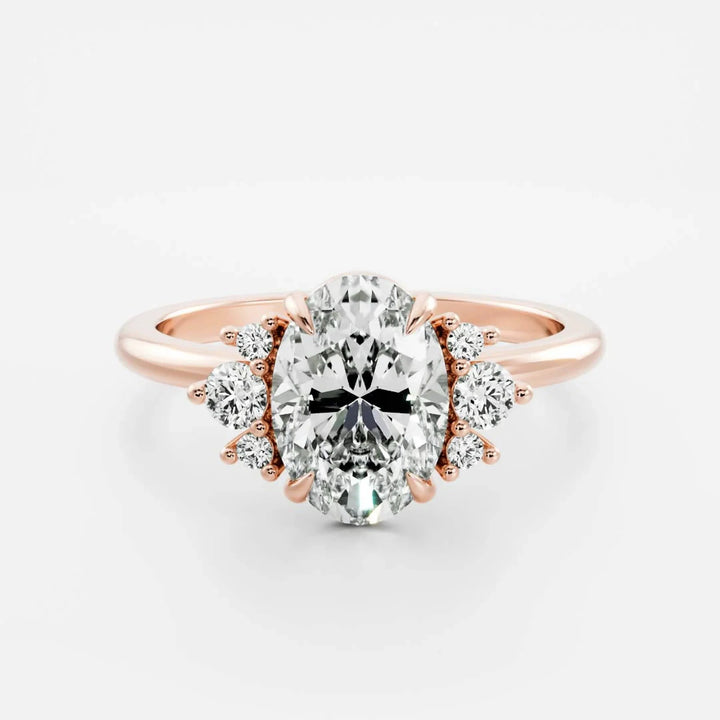oval cut cluster diamond engagement ring 2 carat lab grown IGI certified