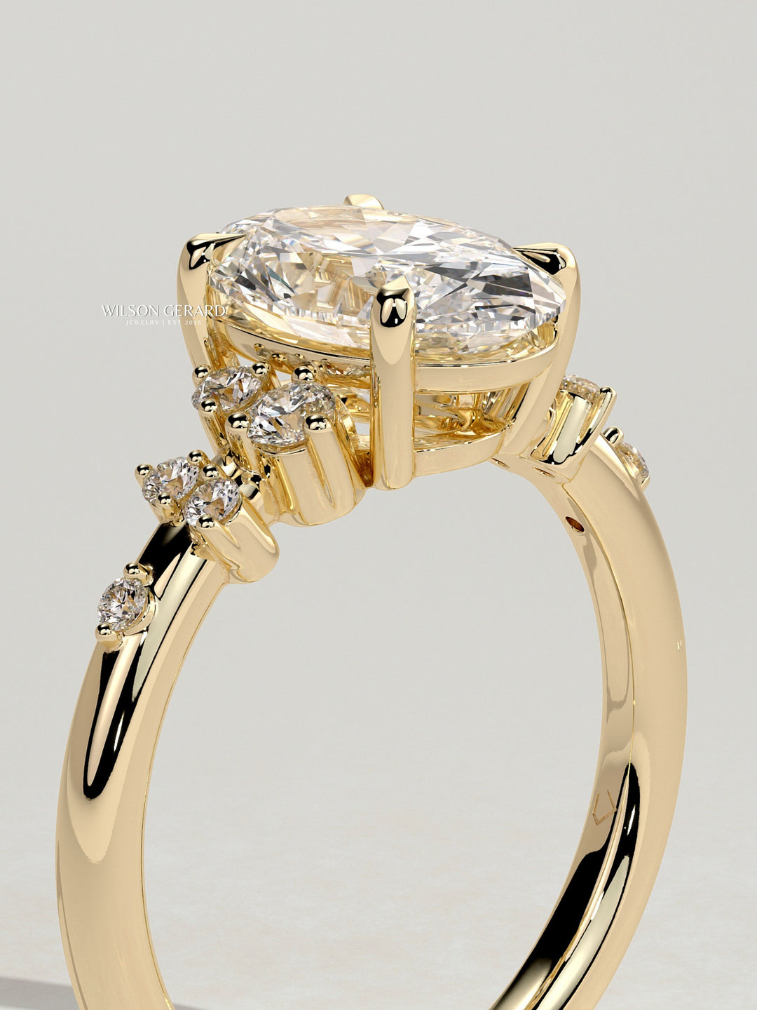 cluster oval diamond engagement ring pave