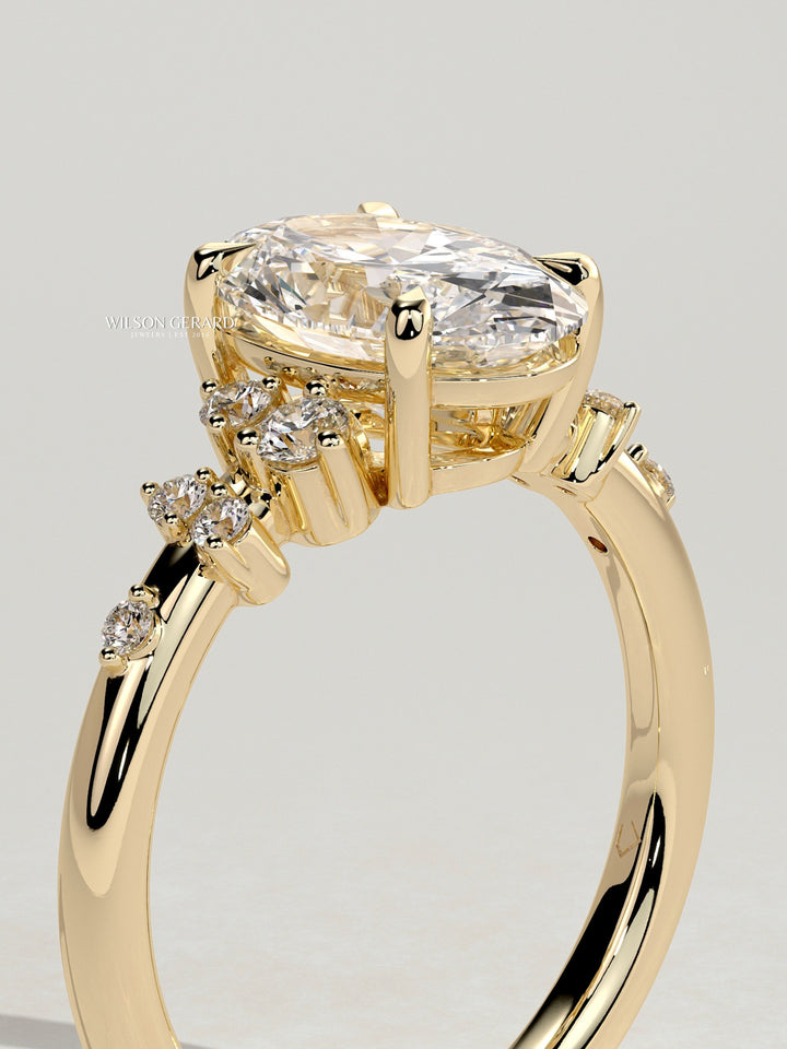 cluster oval diamond engagement ring pave