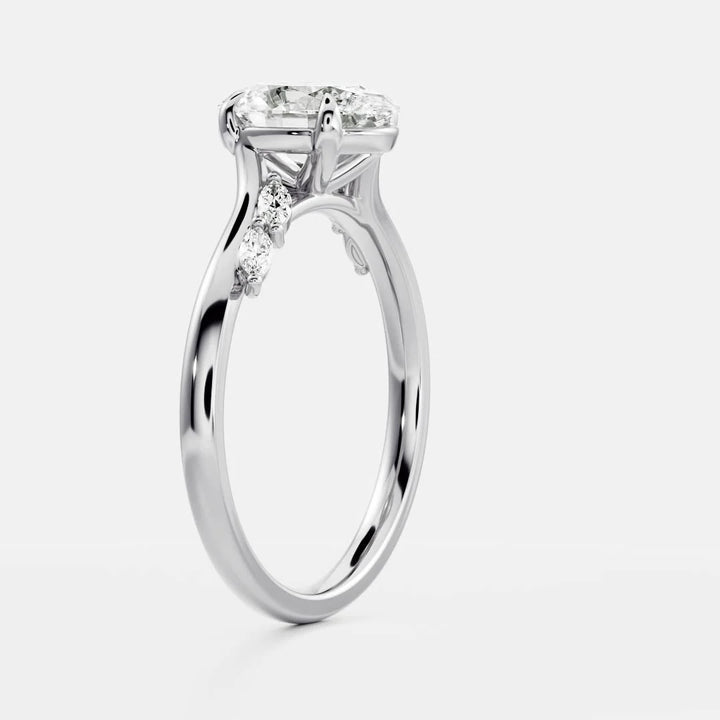 elegant oval cluster engagement ring lab diamond 2ct IGI certified USA