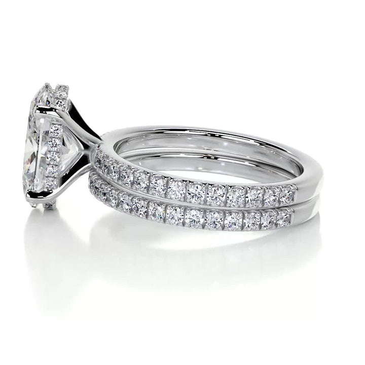 Oval Cut Hidden Halo Engagement Ring Set