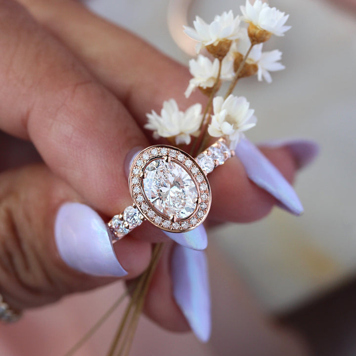 Lab Grown Oval Halo Diamond Ring