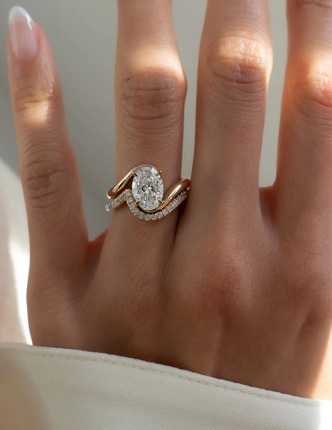 Oval Cut Lab Diamond Ring Set