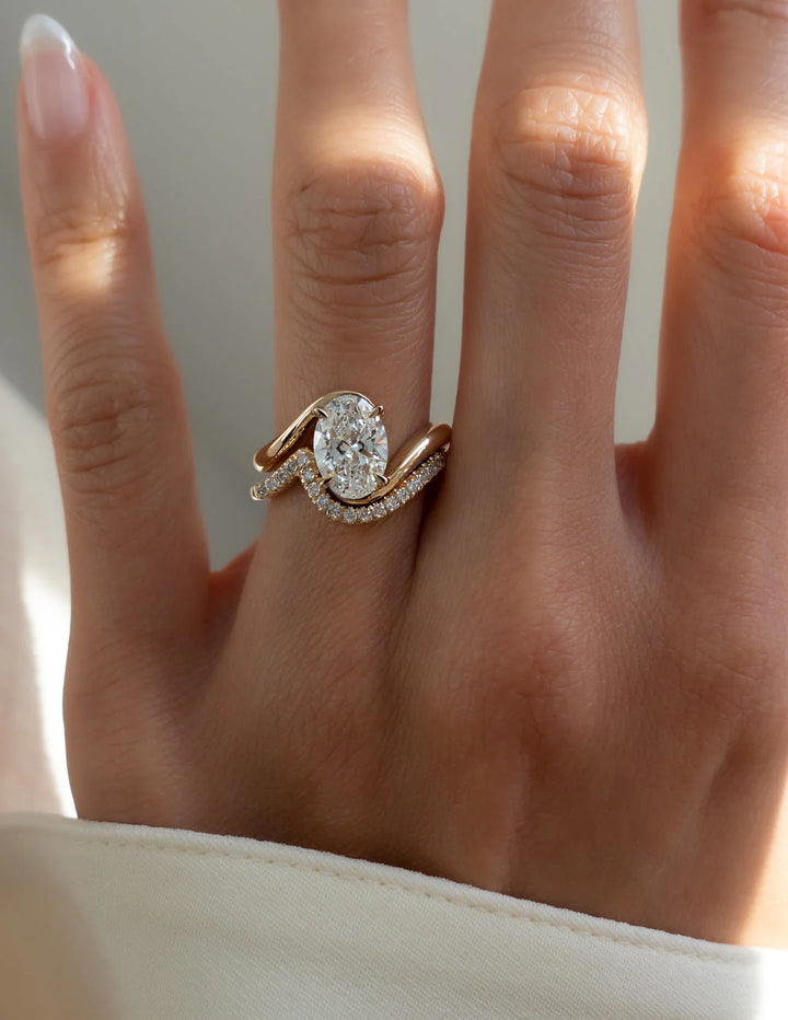 Oval Cut Lab Diamond Ring Set