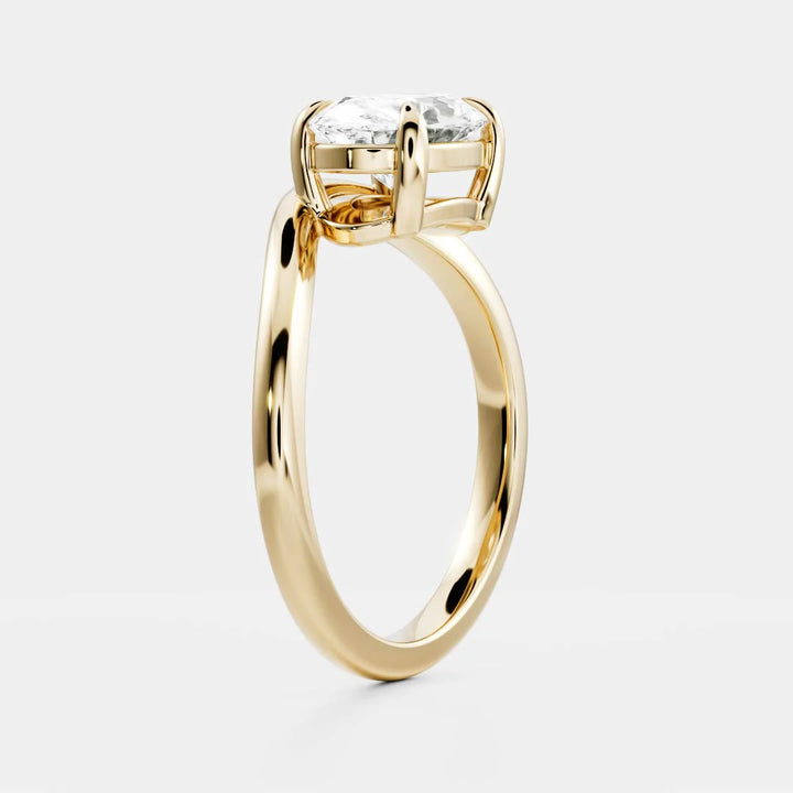oval east west curved solitaire engagement ring 1 carat lab diamond IGI USA