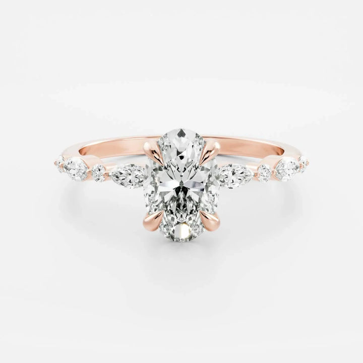 oval cut pavé engagement ring 2 carat lab diamond IGI certified USA