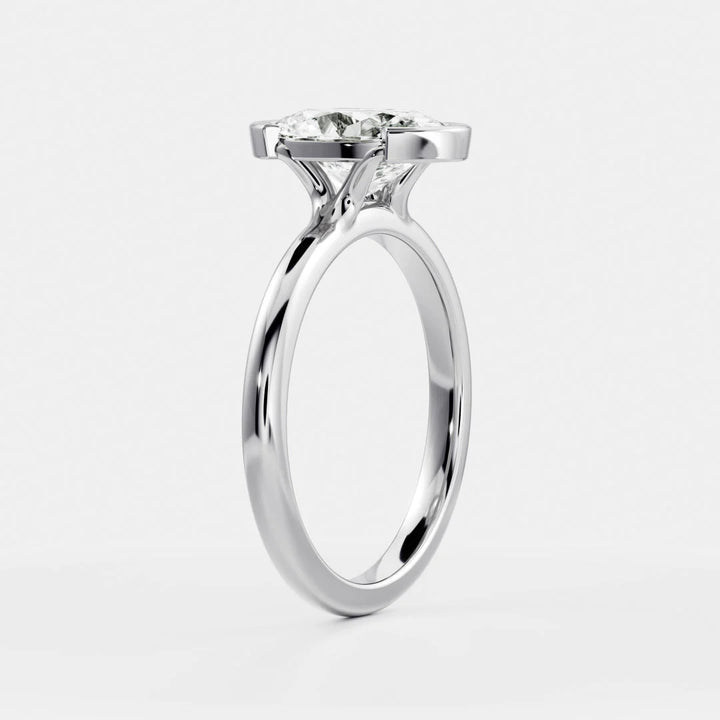elegant oval half bezel engagement ring lab diamond solitaire 2ct USA
