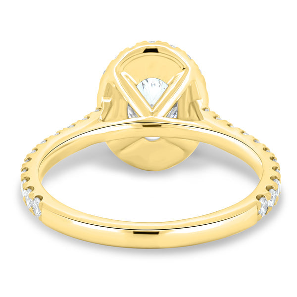 oval halo cathedral engagement ring lab grown diamond USA