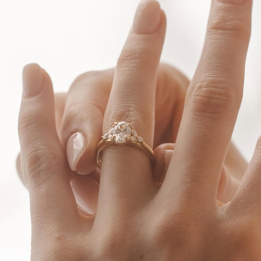 Oval Diamond Cluster Ring for Women