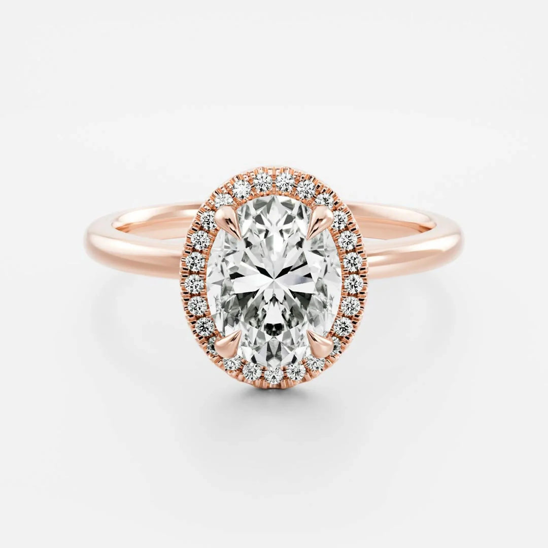 oval cut halo engagement ring 1 carat lab diamond IGI certified USA