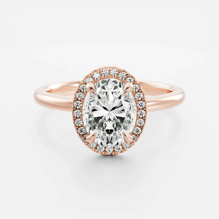oval cut halo engagement ring 1 carat lab diamond IGI certified USA