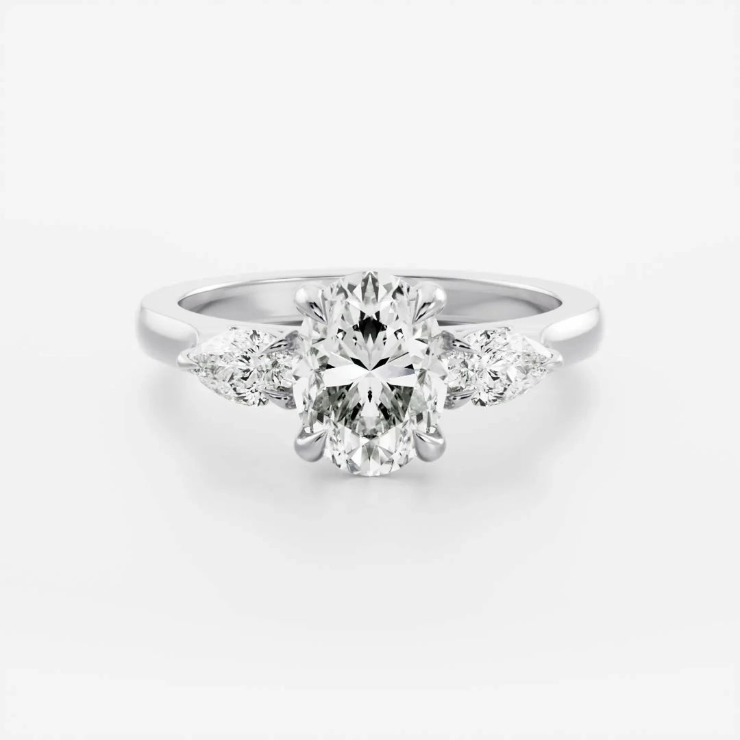 oval cut trilogy engagement ring 1.5 carat lab diamond USA