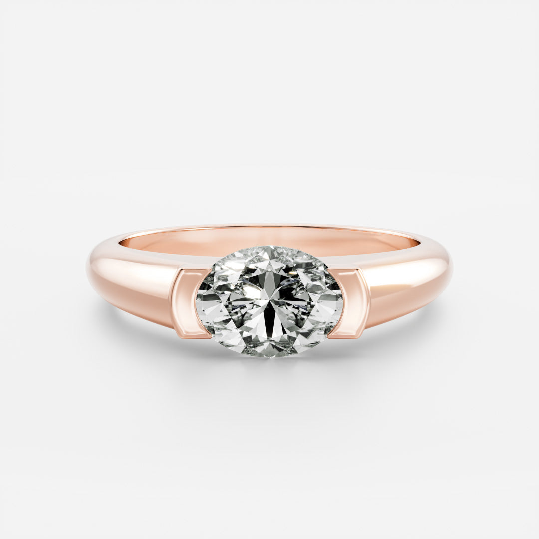 oval cut half bezel signet engagement ring 1 carat lab diamond IGI USA