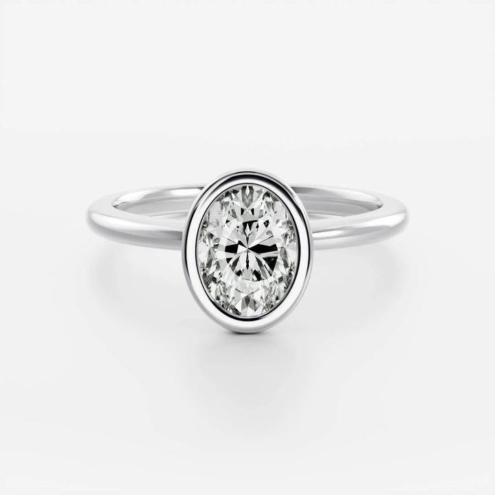 oval bezel engagement ring 1 carat lab diamond E/VS USA