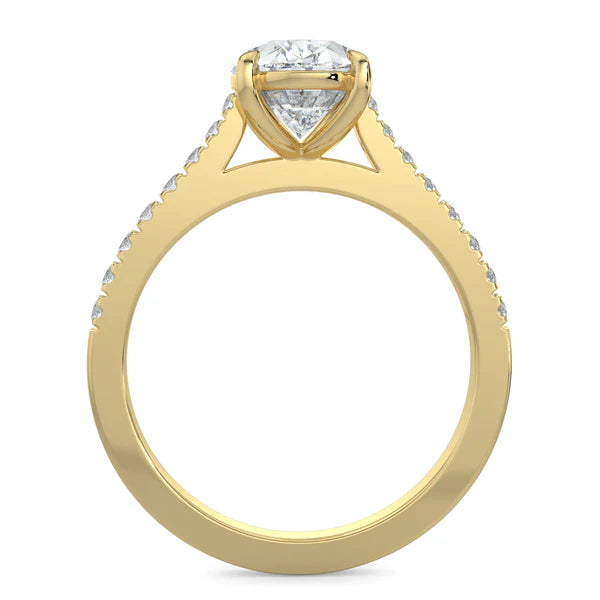 oval cathedral pavé engagement ring 2 carat lab grown diamond USA
