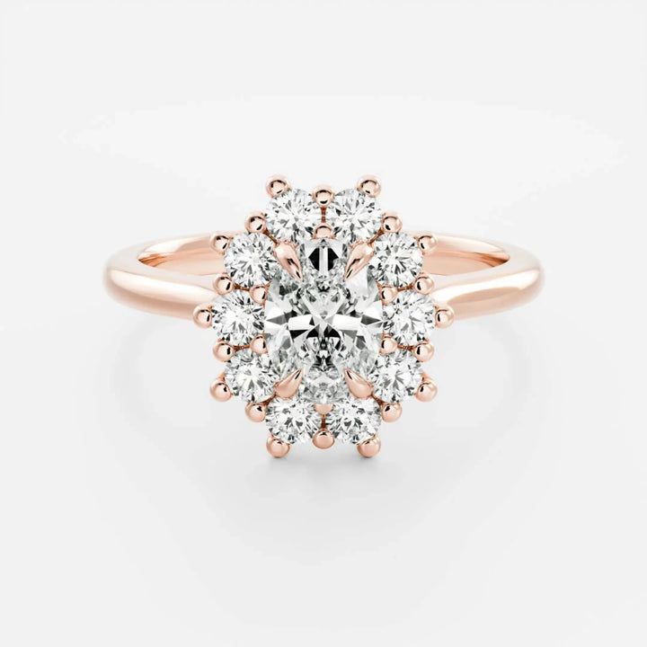 oval cut halo cluster engagement ring 1 carat lab diamond IGI USA