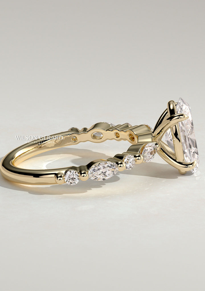 oval solitaire pave engagement ring lab grown