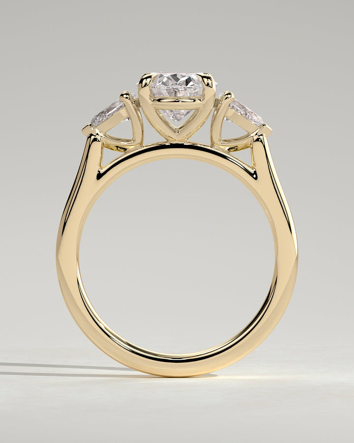 2 carat oval diamond engagement ring trilogy setting lab diamond USA