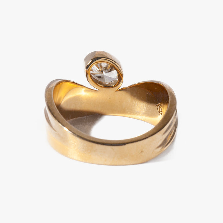 Sparkle view of an oval lab grown diamond monte engagement ring reflecting soft brilliance and minimal elegance