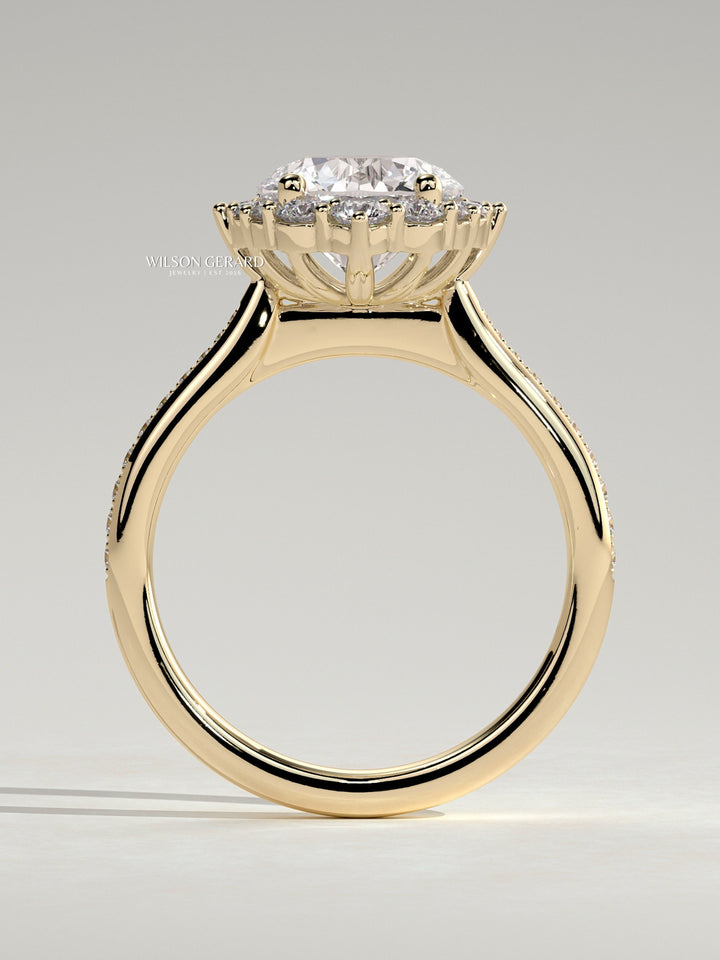 unique oval engagement ring halo pave
