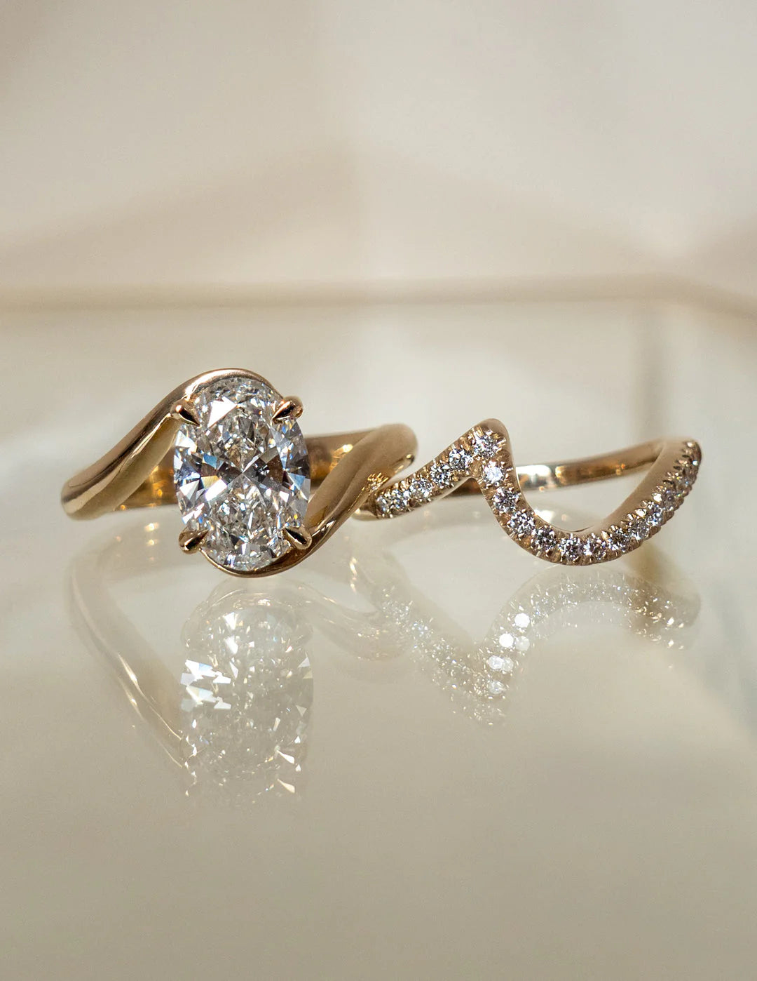 Oval Diamond Ring With Matching Band
