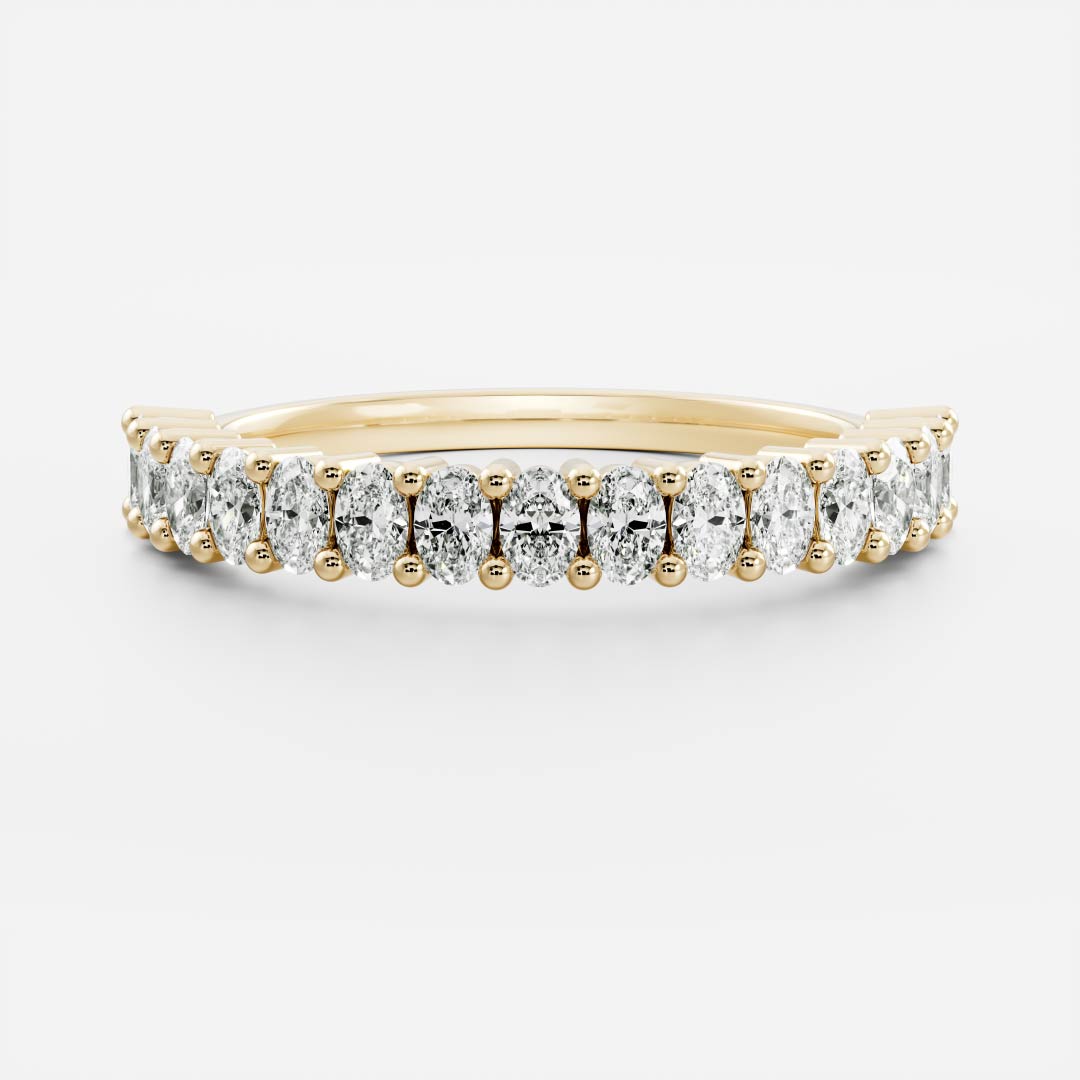 Oval Lab Grown Diamond Half Eternity Pave Wedding Band