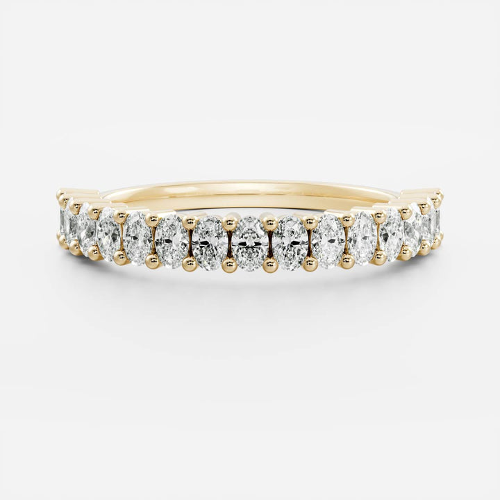Oval Lab Grown Diamond Half Eternity Pave Wedding Band