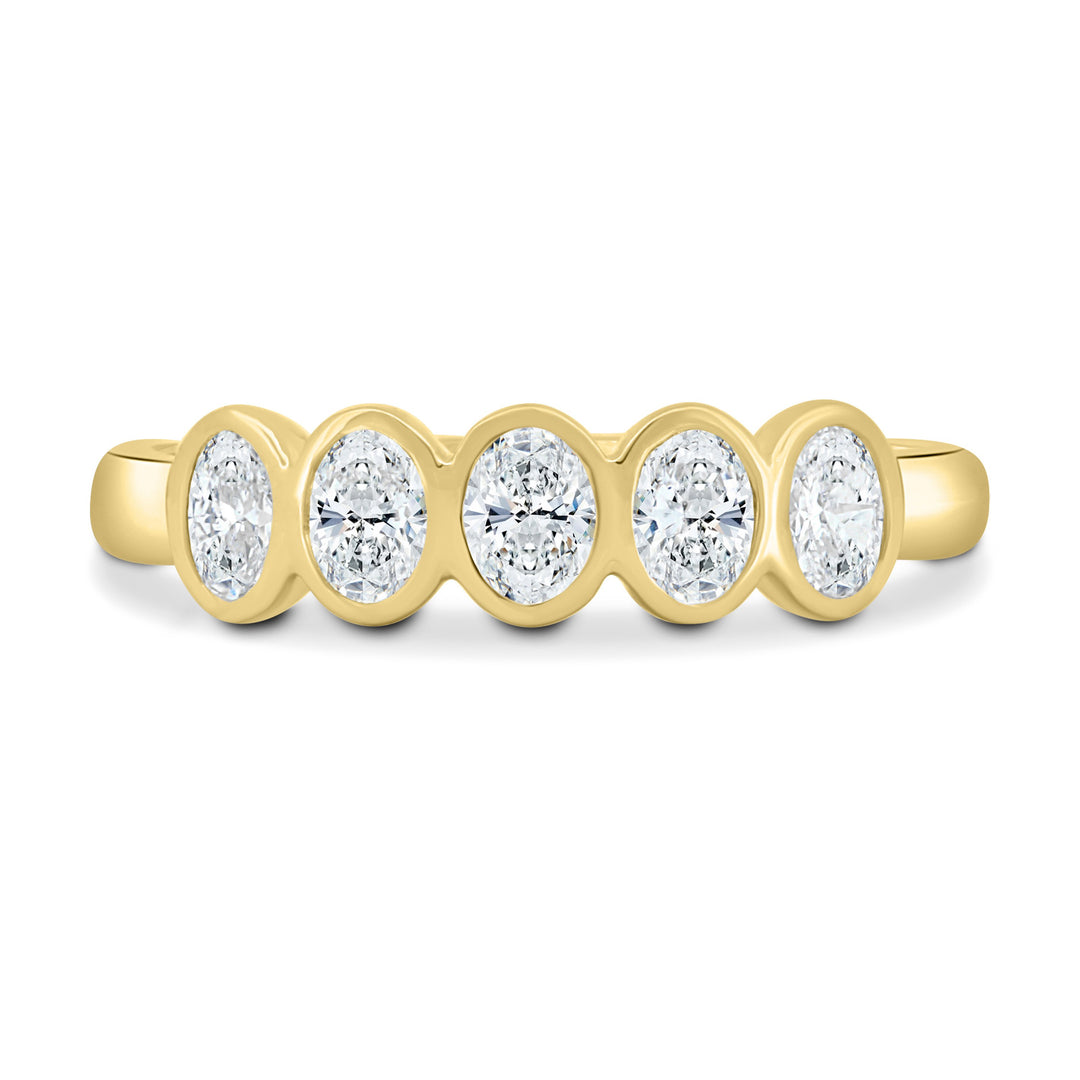 Oval E/VS2 Bezel Set Half Eternity Wedding Band
