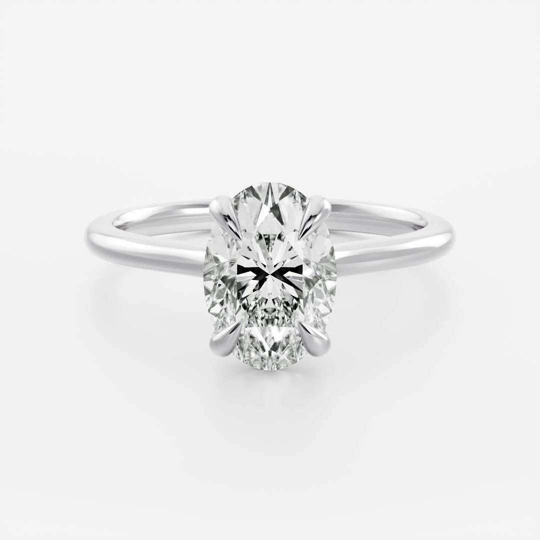 elegant oval cathedral solitaire engagement ring lab grown USA