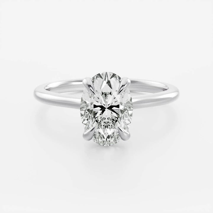 elegant oval cathedral solitaire engagement ring lab grown USA