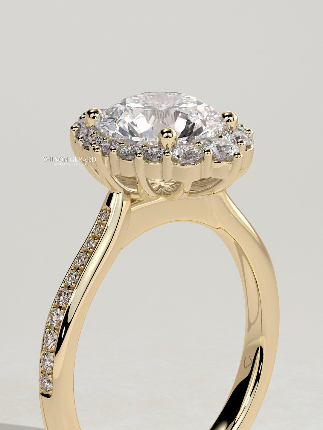 halo oval diamond engagement ring pave band