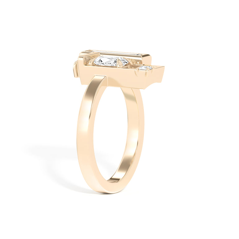 Oval Unique Frame Engagement Ring
