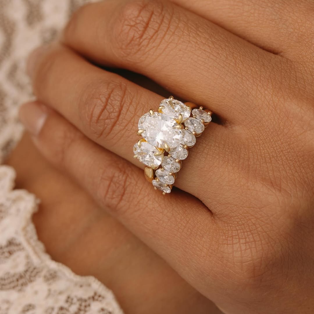 Oval Lab Grown Diamond Ring with Trilogy Setting