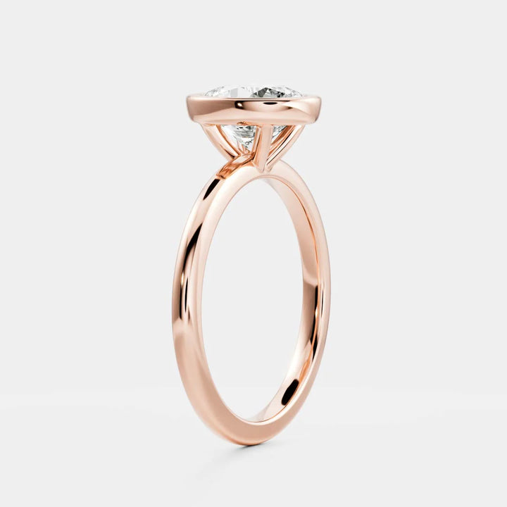 modern oval bezel engagement ring lab diamond IGI certified USA