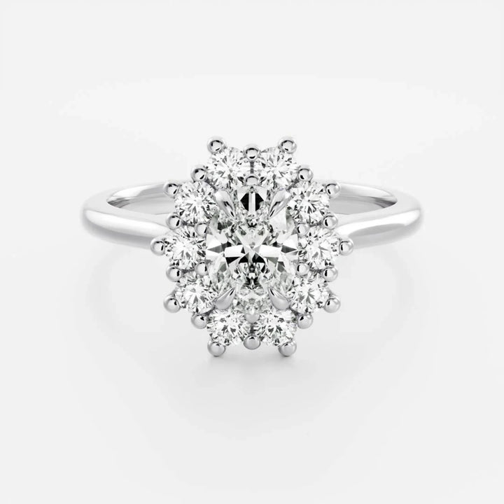 oval halo cluster engagement ring petite lab diamond USA 1ct