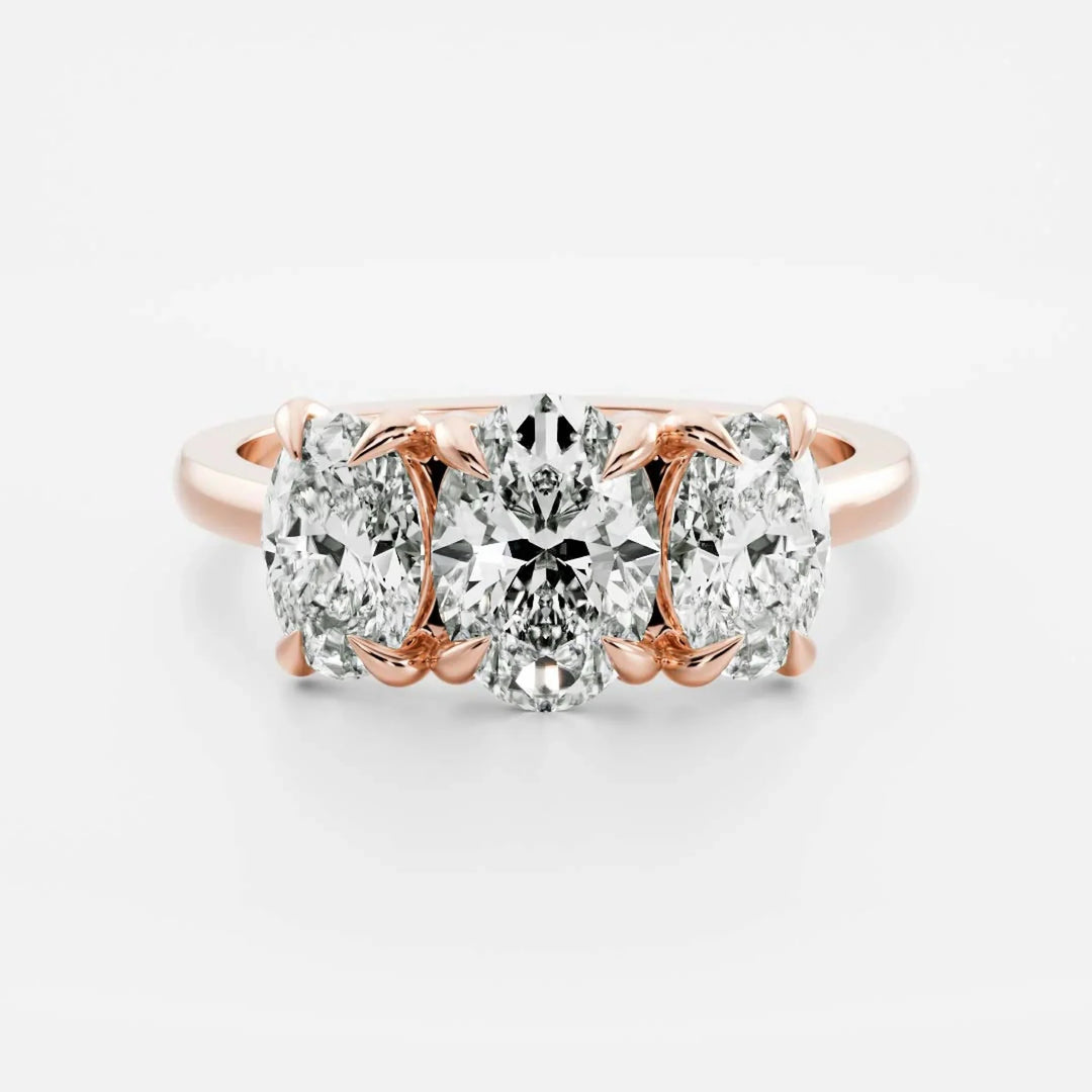 oval trilogy engagement ring 1.5 carat lab diamond IGI certified