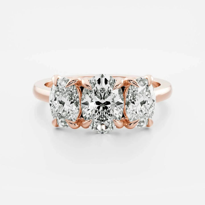 oval trilogy engagement ring 1.5 carat lab diamond IGI certified