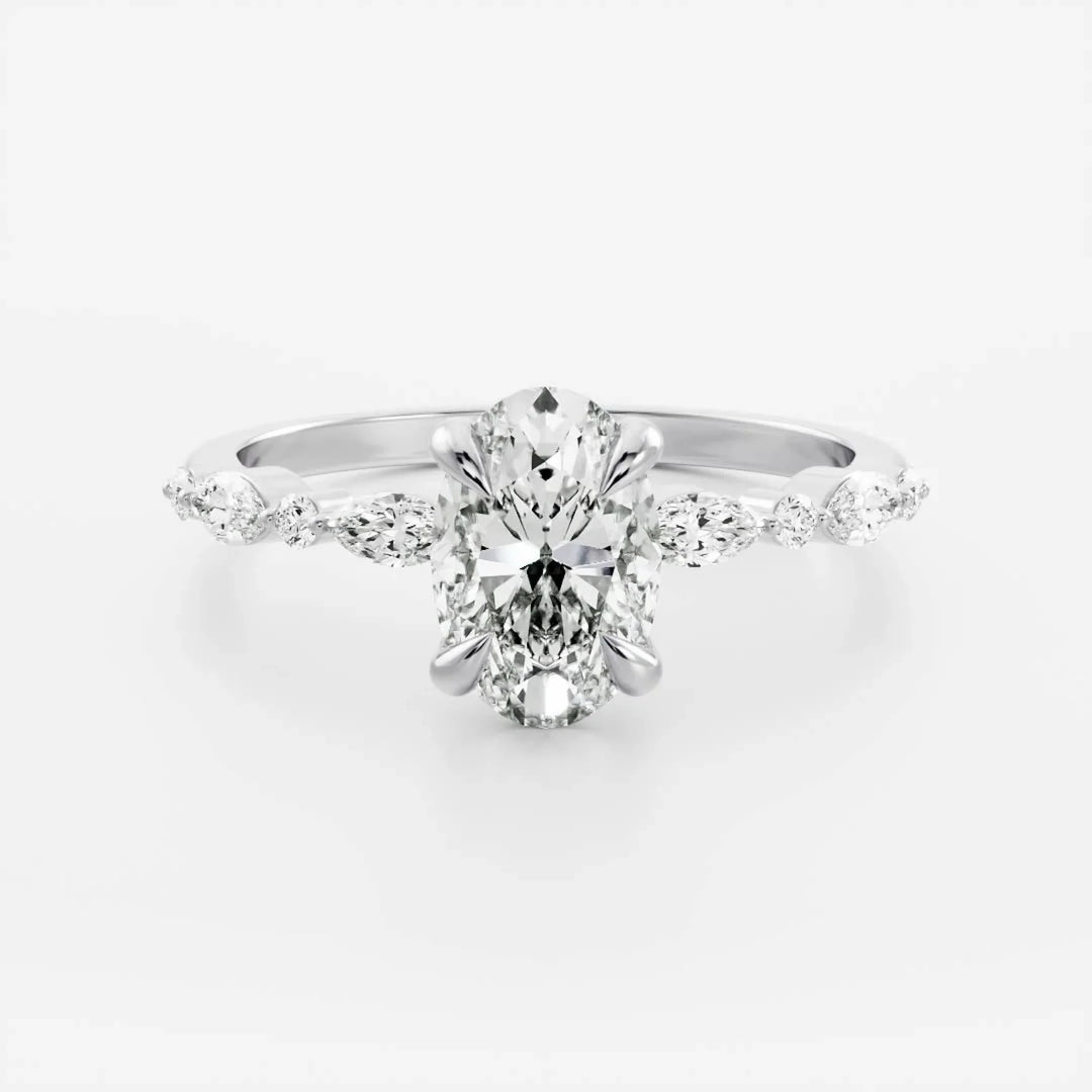 oval pavé spaced engagement ring 2ct lab diamond USA