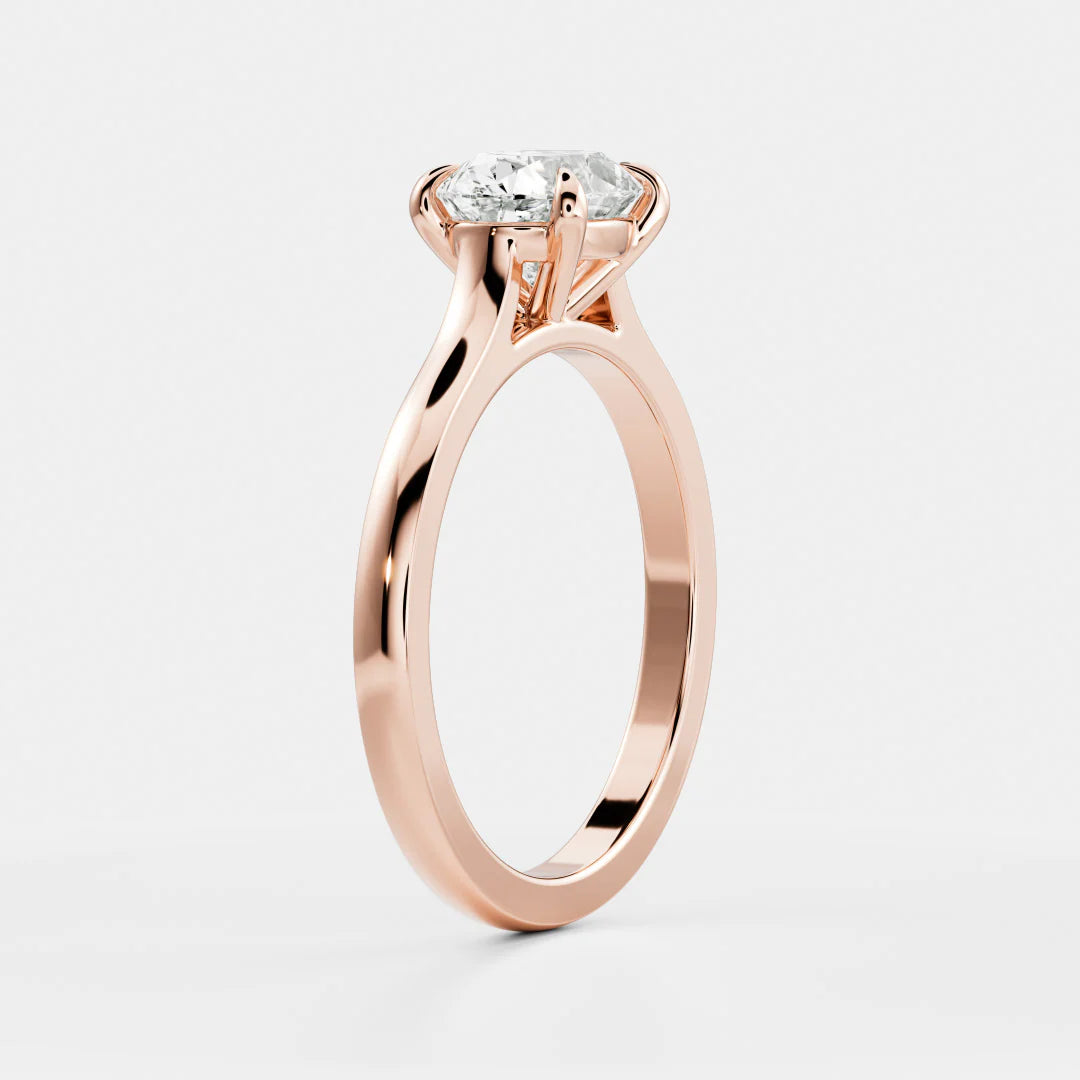 elegant east west oval cathedral ring lab diamond IGI certified USA