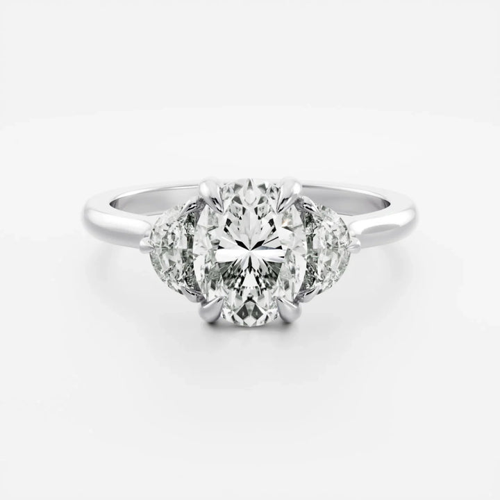 oval side stone engagement ring 2ct lab diamond USA
