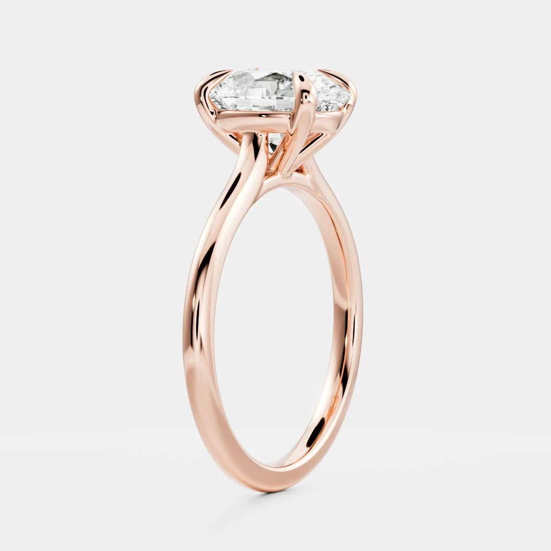 modern oval cathedral engagement ring lab diamond IGI certified USA